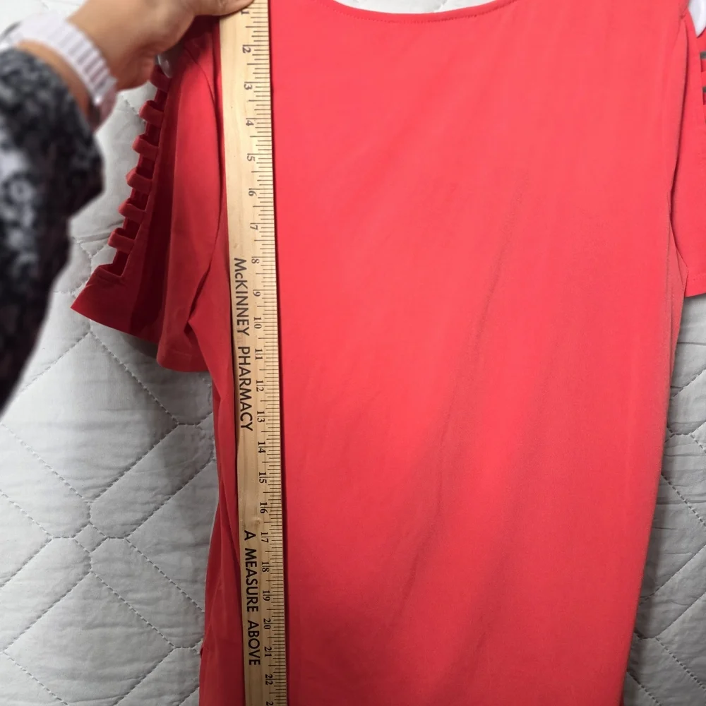 Michael Kors Shirt Sleeve Orange Bright Ruby Top Size M